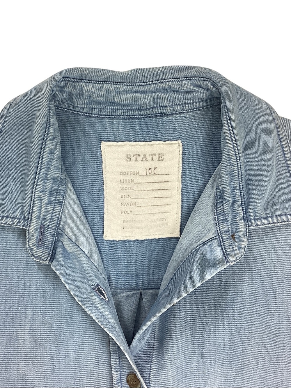 STATE THE LABEL Smock Dress OS Blue Denim Cotton Oversized Button Front Tunic - Picture 2 of 13